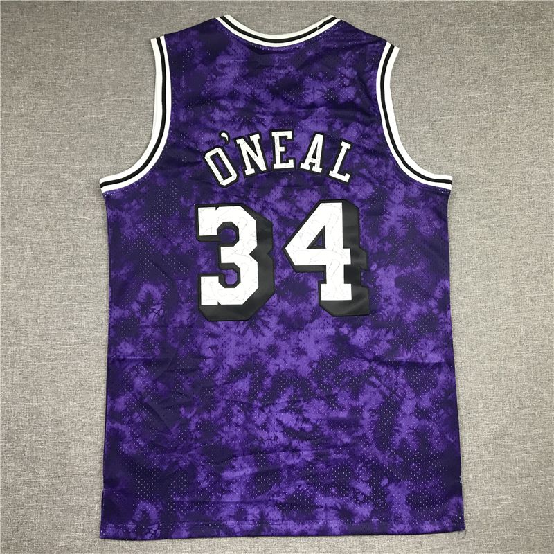 Men Los Angeles Lakers #34 Oneal Purple constellation version Throwback NBA Jersey->los angeles lakers->NBA Jersey